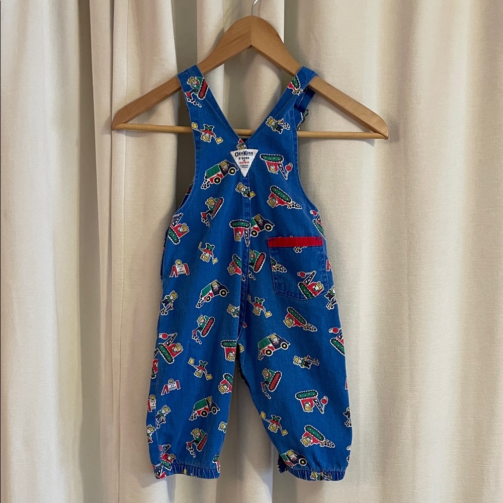 Vintage OshKosh B'gosh Blue Kids Overalls "Mice at work" - Picture 2 of 11